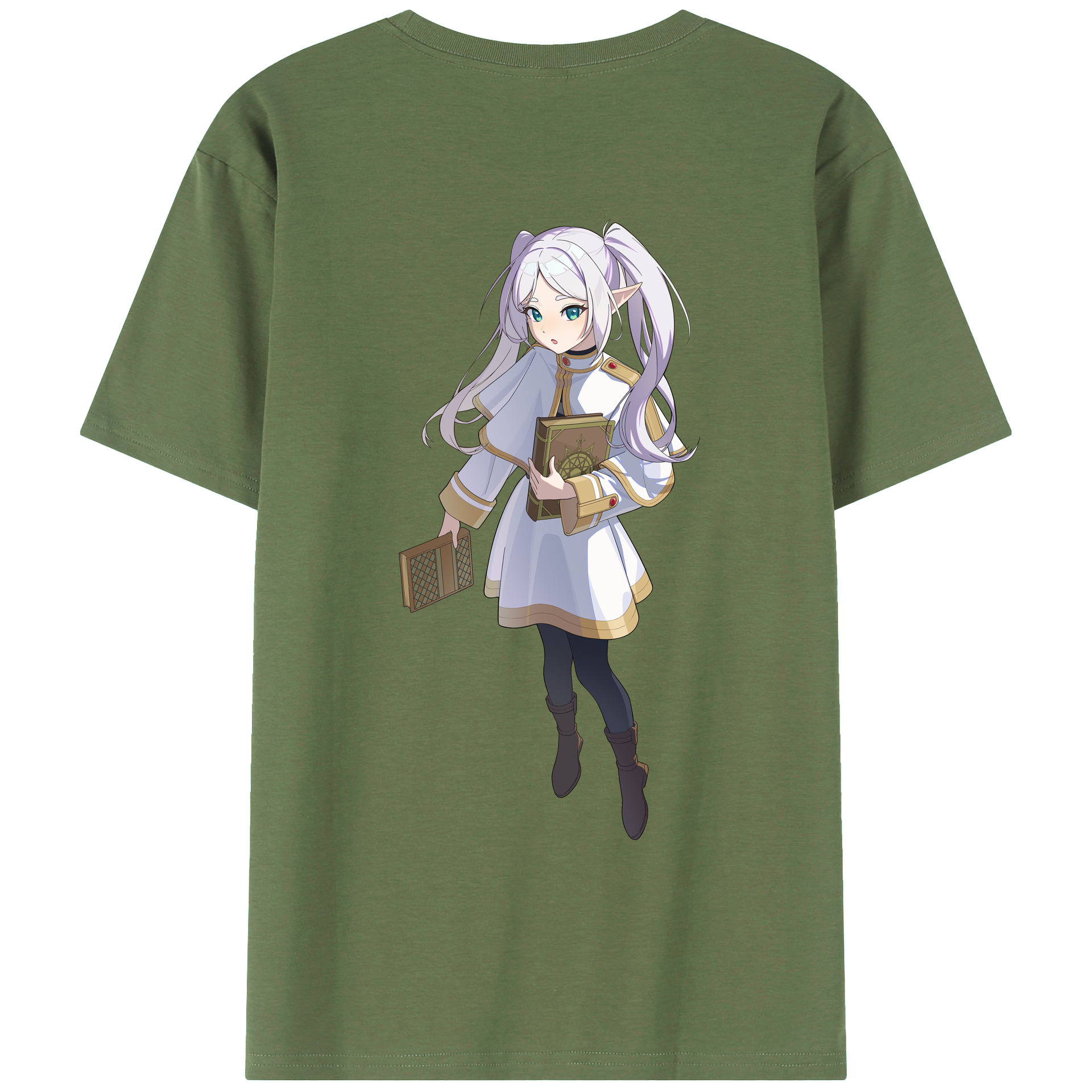（画像用） 葬送のフリーレン Frieren 綿100％ メンズ半袖Tシャツ（バックプリント） 通気性